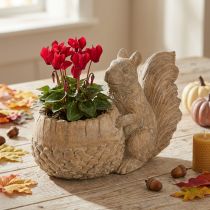 Article Cache-pot décoratif en pierre avec écureuil - Motif rétro - 26×14×19 cm