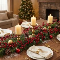 Article Guirlande de Noël artificielle avec baies rouges - 180 cm