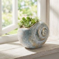 Article Vase décoratif en forme de coquillage, gris avec reflets dorés, 21 cm