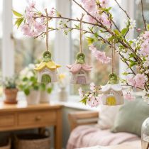 Article Décoration à Suspendre Maisons de Fées en Céramique 6 cm – Lot de 6