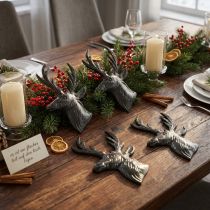 Article Têtes de Renne Décoratives en Métal Noir 8cm × 4,8cm – Lot de 8