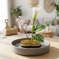 Article Support floral japonais Kenzan Soleil et Lune pour Ikebana - 11 × 6,5 cm