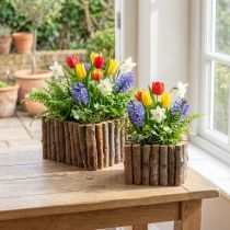 Article Coffret de deux jardinières carrées en bois de bouleau avec doublure plastique