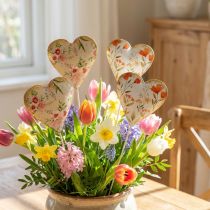 Article Lot de 4 Piques Décoratifs Cœur en Métal Vintage – Motifs Fleurs et Mohn