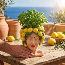 Article Pot de Fleur Buste Femme avec Couronne de Citrons – 21,5 cm