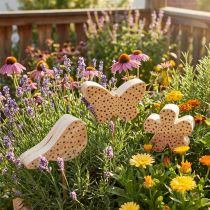Article Lot de 3 hôtels à insectes en bois – Oiseau, Papillon et Fleur – 15 à 20 cm