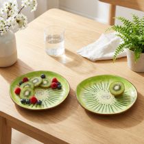 Article Set de 2 assiettes en céramique motif kiwi 16 cm