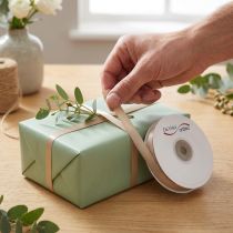 Article Ruban Décoratif Beige en Tissu 10mm x 50m pour Emballage et Décoration