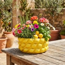Article Cache-pot en céramique jaune motif citrons, Ø26 cm, H12 cm