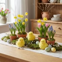 Article Lot de 6 poussins décoratifs en peluche jaune 7 cm pour Pâques