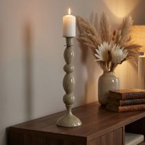 Article Chandelier haut en métal gris et doré - 51 cm