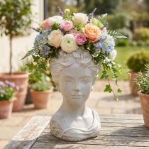 Article Pots de fleurs buste femme en pierre aspect antique 21×17,5×33,5 cm