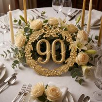 Article Décoration chiffre anniversaire 90 ans en or Ø24 cm