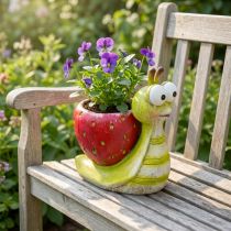 Article Pot décoratif escargot en céramique avec motif fraise 15,5 cm