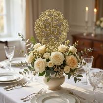 Article Décoration en forme de couronne dorée avec chiffre 95 – Lot de 10