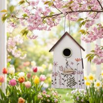 Article Déco suspendue nichoir en bois – Maison d’oiseau Welcome 19 cm