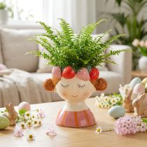 Article Porte-plantes en céramique, visage fille aux fraises, 13 cm