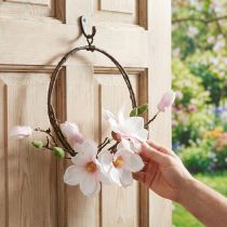 Article Anneau décoratif avec fleurs artificielles de magnolias - Ø24cm