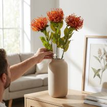 Article Fleur artificielle Leucospermum orange 73 cm - Lot de 3