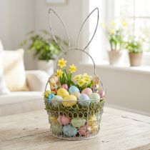 Article Panier de Pâques en Métal Blanc Forme Lapin Ø12 cm H26,5 cm