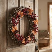 Article Grande couronne décorative naturelle en bois et osier Ø50cm