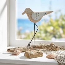 Article Mouette en bois décorative bleu et blanche 32 cm