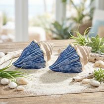 Article Coquillages décoratifs en céramique bleu et beige 16,5×11×9,5 cm – Lot de 2