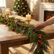 Article Guirlande artificielle Thuya verte avec fruits décoratifs - 175 cm