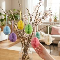Article Oeufs en papier nid d'abeille suspendus - Lot de 6 - 6 cm