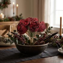 Article Bouquet de Roses Rouges Artificielles en Soie - 8 Fleurs, 23 cm