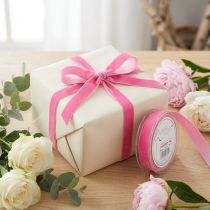 Article Ruban de velours, ruban décoratif, ruban cadeau, velours, rose, 10 mm, 20 m