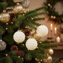 Article Boules de Noël en plastique blanc crème 8 cm lot de 12