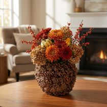 Article Cache-pot décoratif en pommes de pin rond 27 cm marron naturel