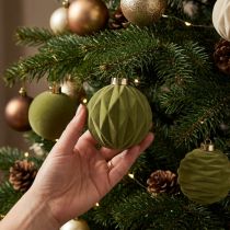 Article Boules de Noël en plastique 8 cm vert mousse flocage velours lot de 12