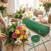 Article Liens de fixation en papier vert avec fil métal 30 cm - Lot de 1000