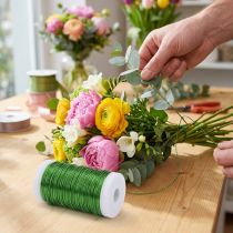Article Fil décoratif en métal vert pomme – 50 m x 0,5 mm pour loisirs créatifs et compositions florales