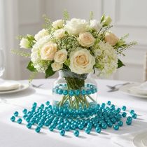 Article Perles décoratives Ø8mm turquoise en plastique - 250 pièces