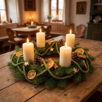 Article Cordon décoratif en laine verte avec fil doré et fil métallique, 5 m x 5 mm
