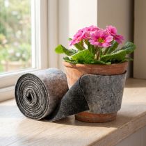 Article Charnière pour pot en feutre de laine bicolore, gris/noir, 15 cm x 5 m