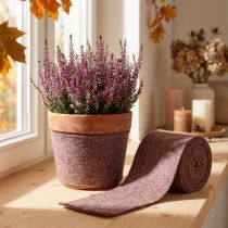 Article Ruban de feutre de laine bicolore 15 cm x 5 m, violet et brun clair, pour pots de fleurs