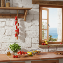 Article Cintre déco rouge poivre sur brin naturel été L60cm