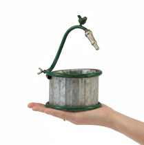 Article Pot de fleurs en métal, récupérateur d'eau de pluie, motif oiseau, décoration de balcon, Ø 15,5 cm