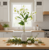 Article Kunststoff Gloriosa artificielle blanche et jaune 80 cm set de 3