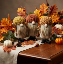 Article Lot de 3 figurines de lutins avec barbe et bonnet en feutre 10 cm