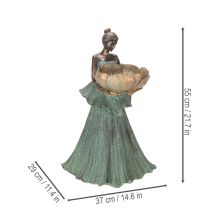 Article Statuette féminine avec coupe de fleurs, ornement décoratif pour la décoration intérieure et le jardin, 55 cm