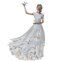 Article Figurine représentant une femme avec un oiseau. Sculpture décorative au design intemporel et raffiné. 41 cm