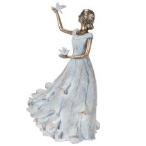 Article Figurine représentant une femme avec un oiseau. Sculpture décorative au design intemporel et raffiné. 41 cm