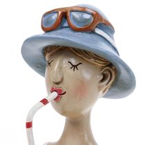 Article Buste Féminin Cocktail Bleu Blanc Figurines Décoratives H10.5cm 2pcs