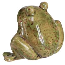 Article Grenouille décorative, céramique, vert/marron, style vintage, été, 7 cm de haut, lot de 2