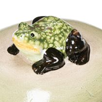 Article Figurine décorative grenouille en céramique sur pierre flottante 13 cm